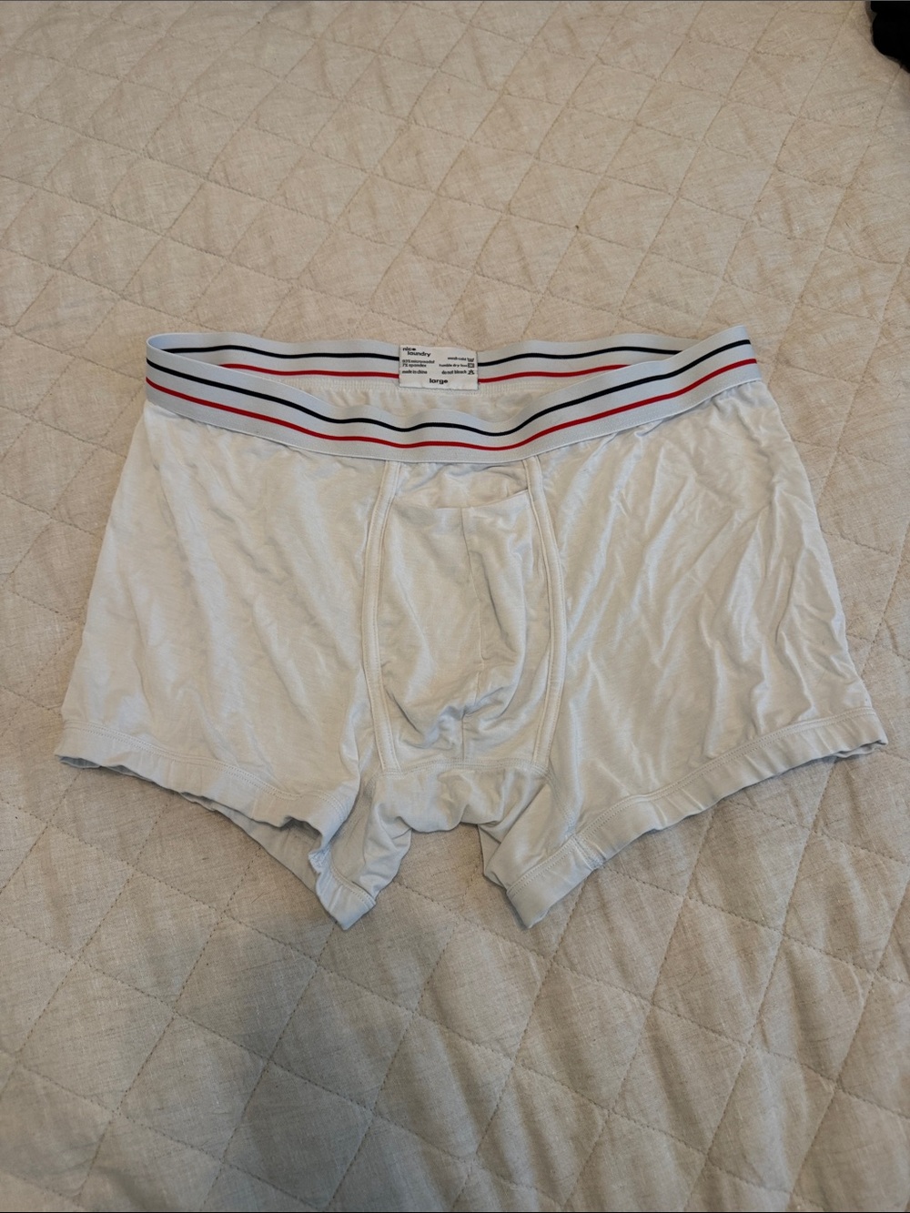Men's White Boxer Briefs with Striped Waistband - Comfortable Everyday Fit